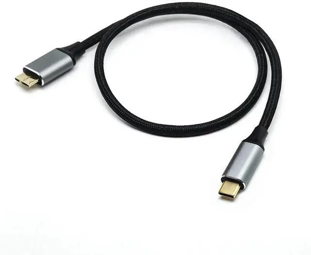 Alt view image 9 of 20 - USB Micro B to USB Type C Cable 10 Gbps Fast Data Transfer Cord 3A Quick Charge Compatible with MacBook, iPad, Galaxy S24, Laptop, External Hard Drive - Nylon Black Wire 0.5 M / 1.6 Feet