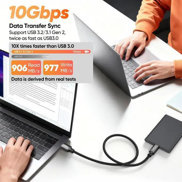 Alt view image 8 of 12 - Data Transfer Cable USB to Type C 3FT, USB 3.1/3.2 Gen 2 10Gbps High Speed Data Sync, 3A USB-A to USB-C Charger Cord for External SSDs Laptop PS5 iPhone 17/16/15 Galaxy S25 Car Android Auto & Carplay