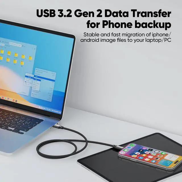 Alt view image 10 of 12 - Data Transfer Cable USB to Type C 3FT, USB 3.1/3.2 Gen 2 10Gbps High Speed Data Sync, 3A USB-A to USB-C Charger Cord for External SSDs Laptop PS5 iPhone 17/16/15 Galaxy S25 Car Android Auto & Carplay