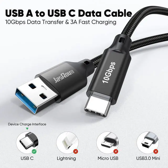 Alt view image 11 of 12 - Data Transfer Cable USB to Type C 3FT, USB 3.1/3.2 Gen 2 10Gbps High Speed Data Sync, 3A USB-A to USB-C Charger Cord for External SSDs Laptop PS5 iPhone 17/16/15 Galaxy S25 Car Android Auto & Carplay