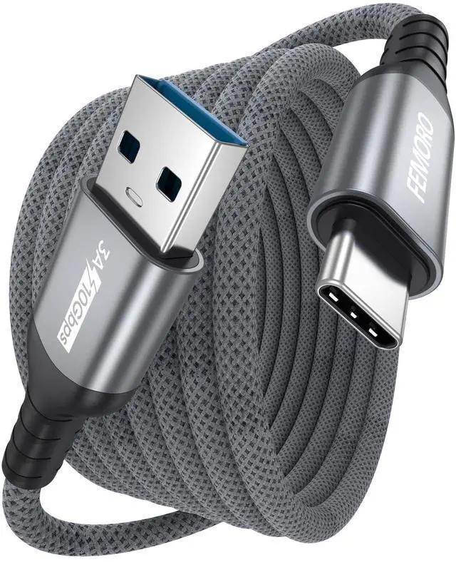 Alt view image 8 of 14 - Data Transfer Cable USB to Type C 10ft, USB 3.2 Gen 2 TypeA 10Gbps High Speed Data Transfer Cord 3A Charging Long USB-A to USB-C for PS5 Xbox Switch Computer Hub/Dock iPhone 17/16/15 Android Phones
