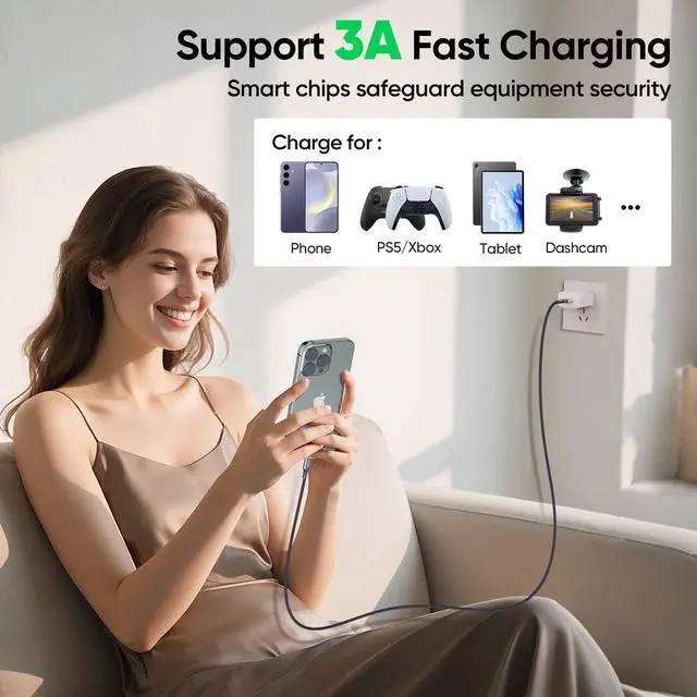 Alt view image 11 of 14 - Data Transfer Cable USB to Type C 10ft, USB 3.2 Gen 2 TypeA 10Gbps High Speed Data Transfer Cord 3A Charging Long USB-A to USB-C for PS5 Xbox Switch Computer Hub/Dock iPhone 17/16/15 Android Phones
