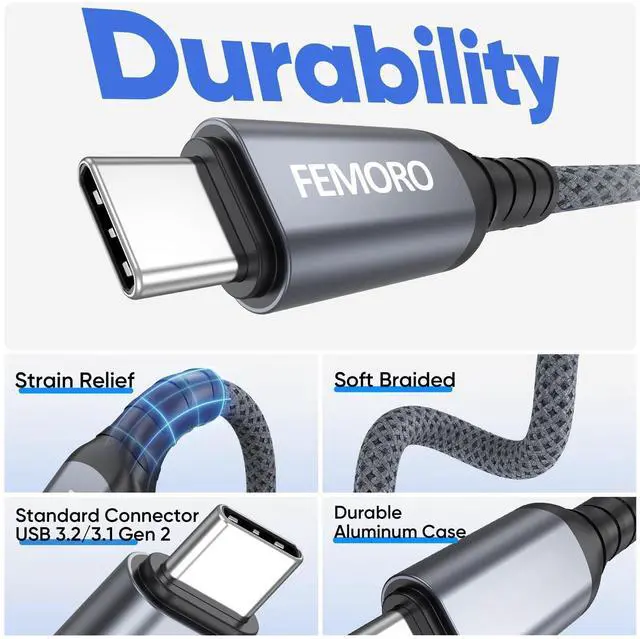 Alt view image 14 of 14 - Data Transfer Cable USB to Type C 10ft, USB 3.2 Gen 2 TypeA 10Gbps High Speed Data Transfer Cord 3A Charging Long USB-A to USB-C for PS5 Xbox Switch Computer Hub/Dock iPhone 17/16/15 Android Phones