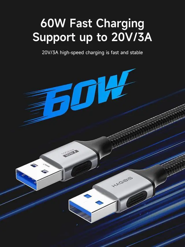 Alt view image 10 of 14 - USB to USB Cable, 10Gbps Data Transfer 60W Fast Charging USB 3.2 A to A Male to Male Cable for Computer, PC, Laptop, Cooler, DVD Player, Hard Drive Enclosures, Set Up Box (6.6FT)