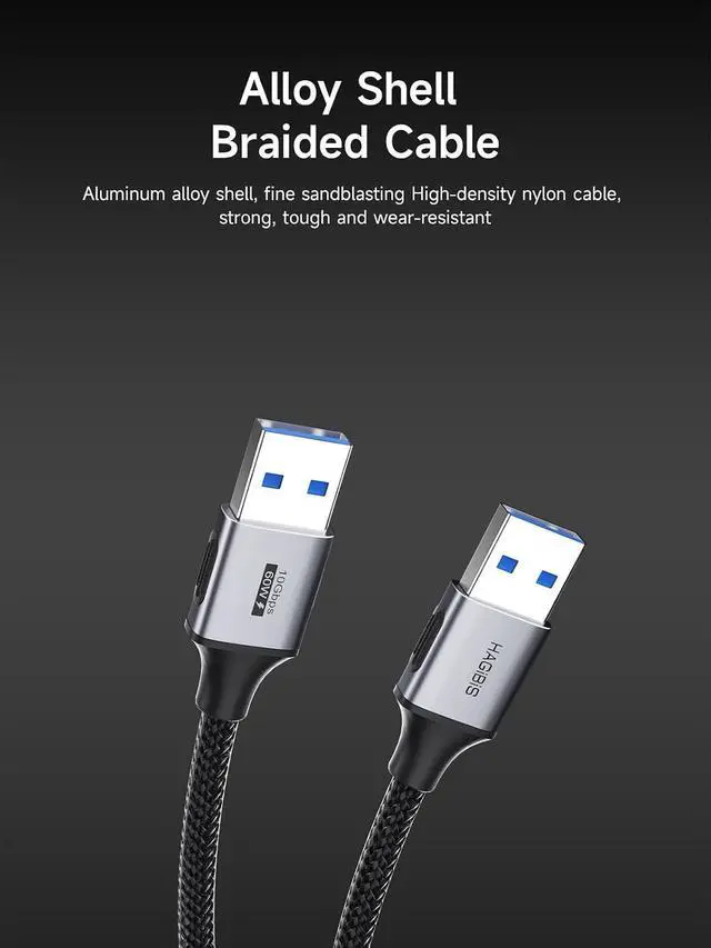 Alt view image 13 of 14 - USB to USB Cable, 10Gbps Data Transfer 60W Fast Charging USB 3.2 A to A Male to Male Cable for Computer, PC, Laptop, Cooler, DVD Player, Hard Drive Enclosures, Set Up Box (6.6FT)