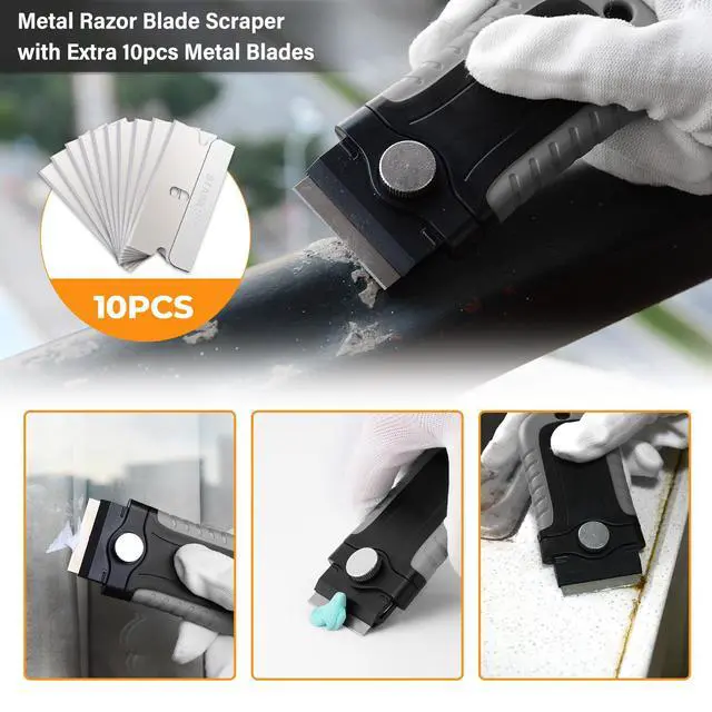 Alt view image 7 of 7 - Gomake Decal Remover Eraser Wheel Tool Kit with Drill Adapter Vinyl Decal Adhesive Removal Tool with Razor Blade Scraper for Removing Pinstripes, Stickers (Mix, 2 Pack Slotted)