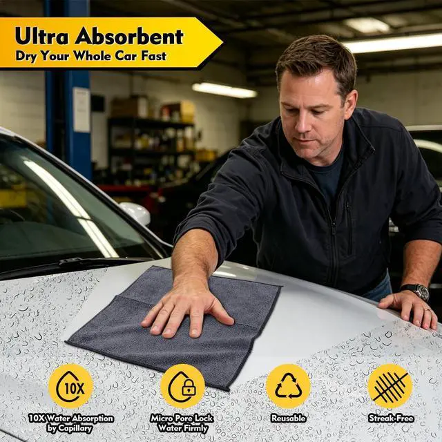 Alt view image 3 of 7 - HOMEXCEL Microfiber Cleaning Cloth 12 Pack, 12.5 x 12.5 inch Microfiber Towels for Cars, Ultra Absorbent Washing Cloth, Lint Free Streak Free Cleaning Rags for Car, Kitchen, and Window (Grey)