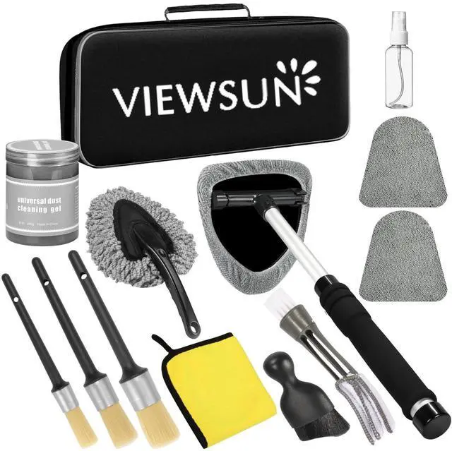 Alt view image 8 of 14 - Windshield Cleaner Tool, 13Pcs Car Interior Cleaning Kit, Car Detailing Kit Interior Cleaner, Car Detailing Brushes, Car Cleaning Gel, Inside Cleaning Supplies Accessories for Women Men