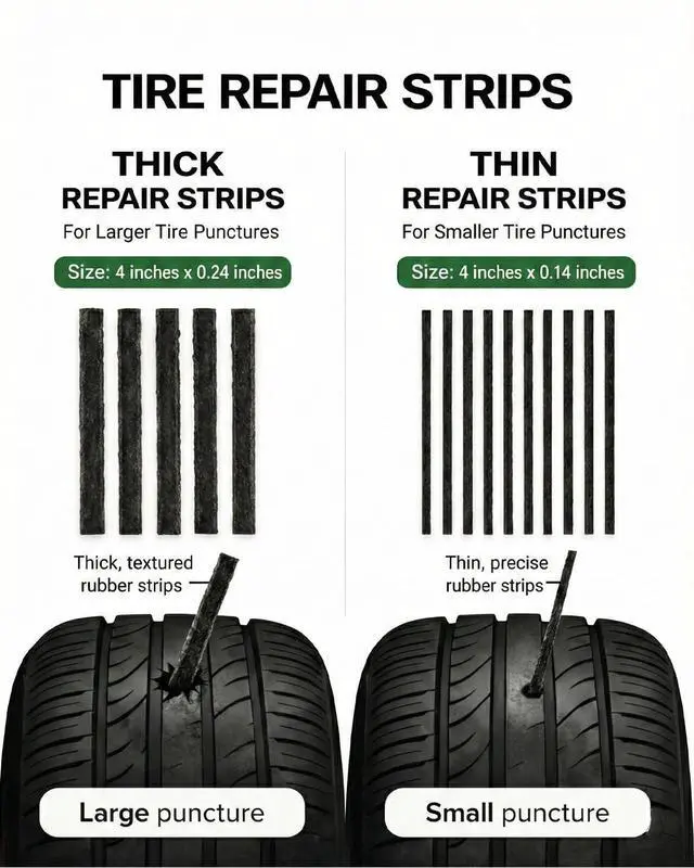Alt view image 10 of 12 - 20PCS Tire Repair Kit Flat Tire Plug Kit includes Ergonomic T-Handle Tools with Rubber Covered Grip, 2 Sizes Tire Repair strips, Knife, Tire Pressure Gauge & Lubricant Car, SUV, Motorcycle, ATV