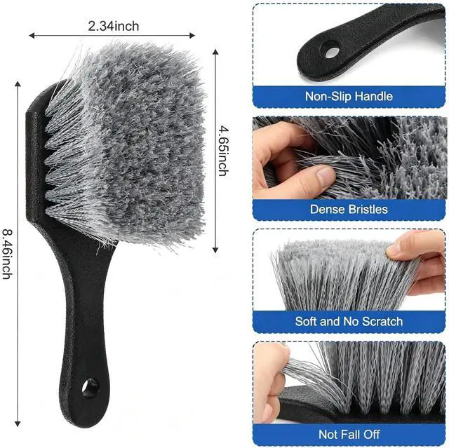 Alt view image 8 of 12 - 3Pcs Wheel Brush Kit, Soft Stiff Bristle Car Wheel Cleaner Brush for Tire & Rim Cleaning, Safe for Cars, Trucks, SUVs, Motorcycles, RVs - Ideal for Car Detailing (3)