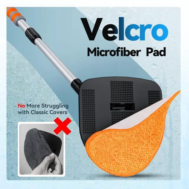 Alt view image 13 of 14 - Windshield Cleaner Tool, Car Window Cleaning Kit with 4 Reusable Microfiber Pads, Extendable Handle & 360° Rotating Head, Safety Hammer, Streak-Free Auto Glass Wiper for Car Truck SUV RV