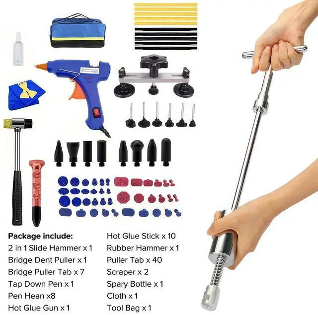 Alt view image 8 of 14 - PDR 75pcs Car Body Paintless Pops a Dent Repair Tool Auto Hail Dent Removal Kits