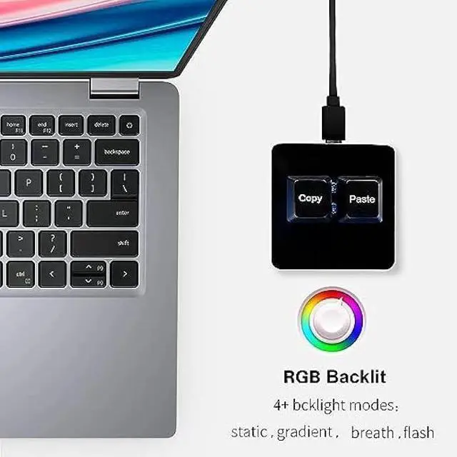 Alt view image 10 of 12 - BTXETUEL Copy and Paste 2-Key Keyboard SAYO OSU Keypad Hotswap One Handed Mechanical Gaming Keyboard Cherry Switch RGB Backlit Mini USB Keypad for macros or Rhythm Games