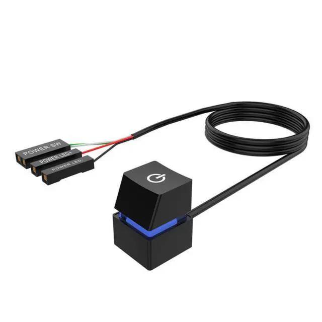 Alt view image 2 of 2 - Portable PC Motherboard External Start Power On/Off Button Extension Cable for Home Office Cafe Black Accessories