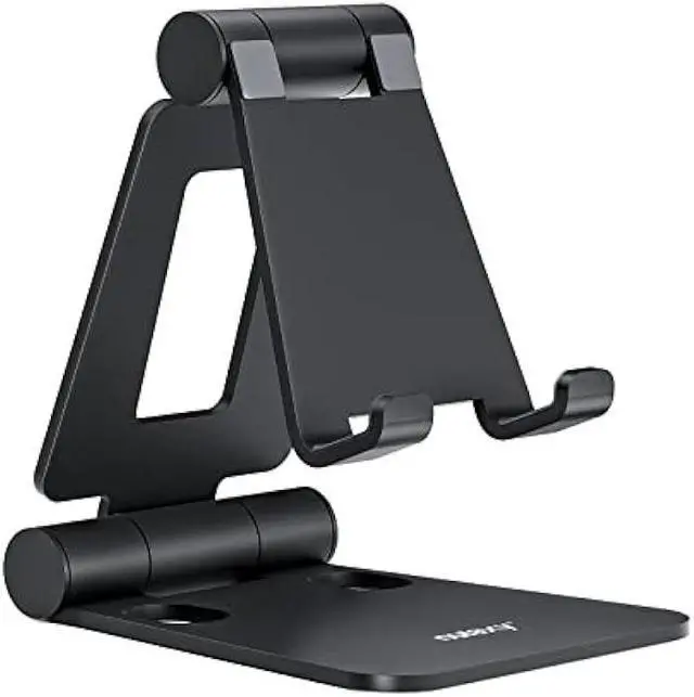 Alt view image 6 of 10 - Nulaxy Dual Folding Cell Phone Stand, Fully Adjustable Foldable Desktop Phone Holder Cradle Dock Compatible with iPhone 17 16 15 14 13 12 11 Pro Max Xs Xr X 8, Nintendo Switch, All Phones
