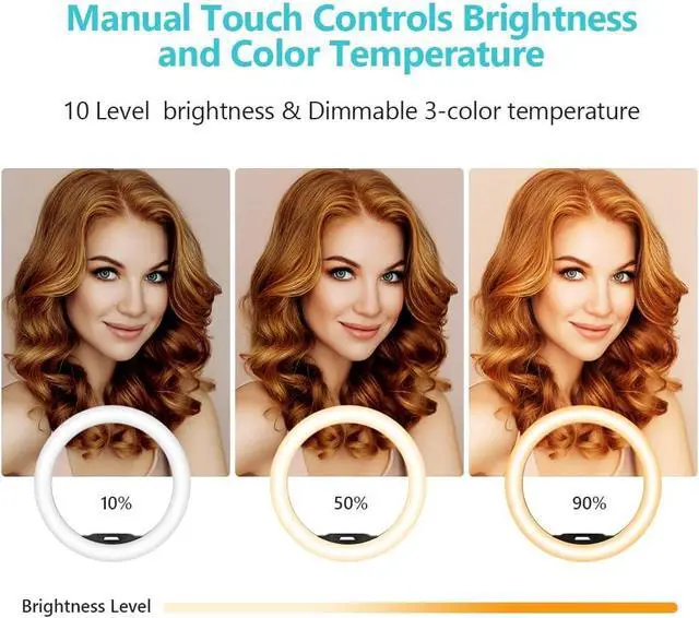 Alt view image 8 of 10 - Sensyne 12'' Ring Light with 50'' Extendable Tripod Stand, LED Circle Lights with Phone Holder for Live Stream/Makeup/YouTube Video/TikTok, Compatible with All Phones