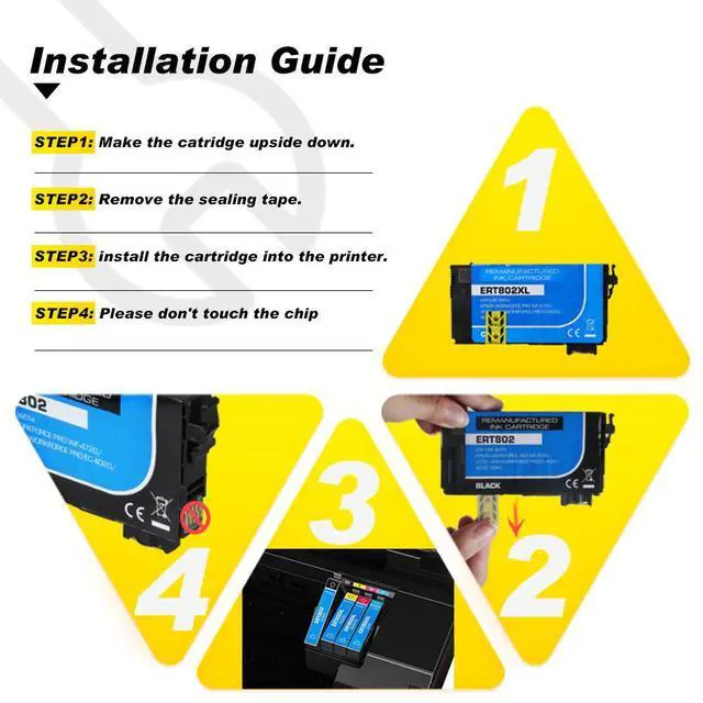 Alt view image 10 of 14 - 5PK 802 T802XL Ink Cartridges For Epson WorkForce Pro WF-4720 WF-4730 WF-4734 WF-4740 EC-4020 EC-4030 EC-4040 2KCMY