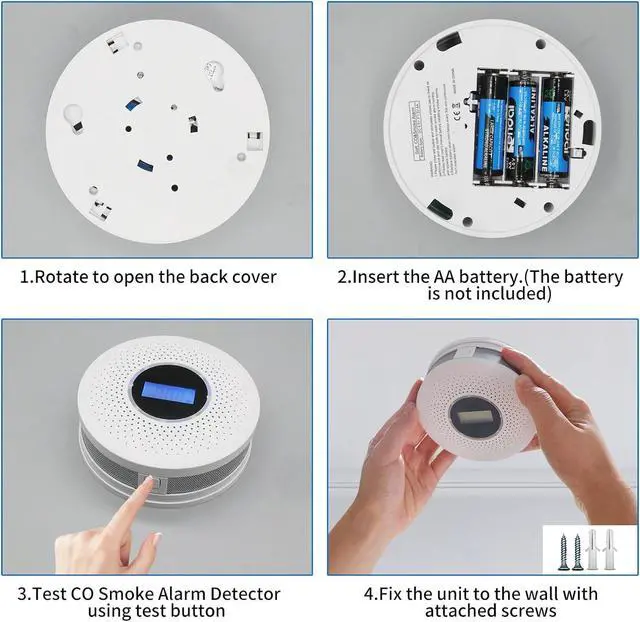 Alt view image 12 of 14 - Smoke and Carbon Monoxide Detector 2-in-1 CO Smoke Alarm Detector with LCD Display and Sound Light Alarm for Home Garage Office RV