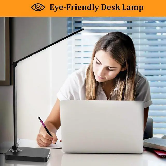Alt view image 9 of 10 - Dott Arts LED Desk Lamp with USB Ports,Touch Desk Lamps for Home Office with 5 Color Modes,3 Brightness Desk Light with Small Night Light,Reading Lamp Table LED Lamp for Bedroom Bedsid Study Black