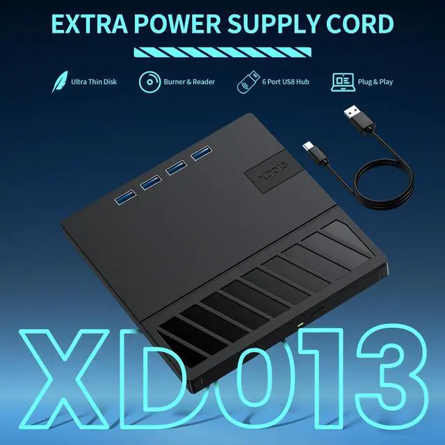Alt view image 13 of 14 - External CD/DVD Drive for Laptop 7-in-1USB Portable CD/DVD Player Burner, High-Speed External Disk Drive with SD/TF Card Reader, 4 USB 3.0 Ports, Compatible with Windows 11/10, Linux, Mac (7 IN 1)