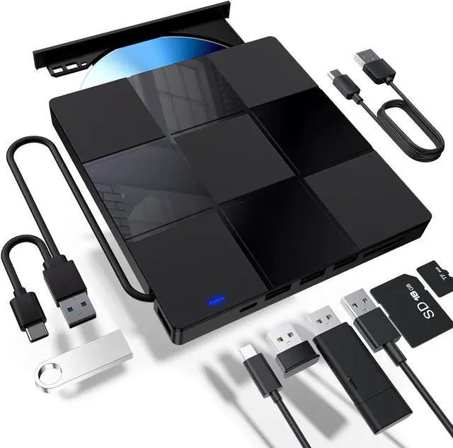 Alt view image 8 of 14 - External CD/DVD Drive for Laptop, USB 3.0 & Type-C CD Burner DVD Player, Portable CD DVD +/-RW Drive - Plug and Play, Compatible with Windows 10&11 Linux MacBook PC (Black)