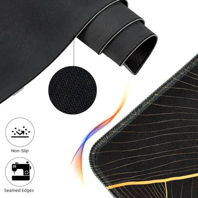 Alt view image 8 of 12 - Large Gaming Mouse Pad for Desk Desk Mat with Seamed Edges Waterproof Desk Pad Non-Slip Rubber Base 31.5x11.8 Inch Keyboard Pad Computer Mat Big XL Black Mousepad