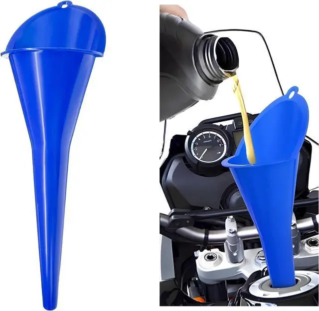 Main image of Long-Neck Oil Funnel for Automotive Multi-Function Plastic Funnel for Oil, Gas & Lubricants Universal Car Accessory (Blue (1-Pack))