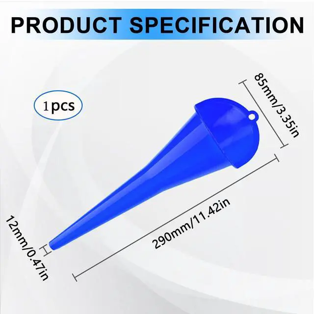 Alt view image 2 of 7 - Long-Neck Oil Funnel for Automotive Multi-Function Plastic Funnel for Oil, Gas & Lubricants Universal Car Accessory (Blue (1-Pack))