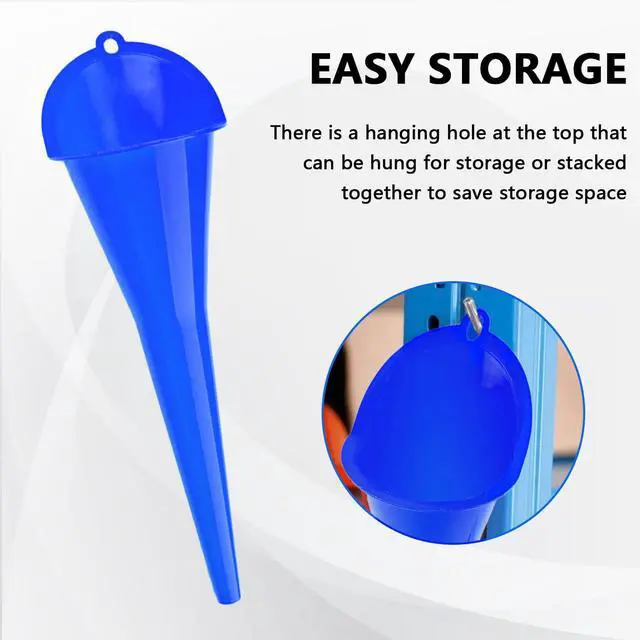 Alt view image 5 of 7 - Long-Neck Oil Funnel for Automotive Multi-Function Plastic Funnel for Oil, Gas & Lubricants Universal Car Accessory (Blue (1-Pack))