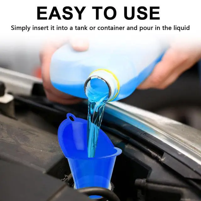 Alt view image 6 of 7 - Long-Neck Oil Funnel for Automotive Multi-Function Plastic Funnel for Oil, Gas & Lubricants Universal Car Accessory (Blue (1-Pack))