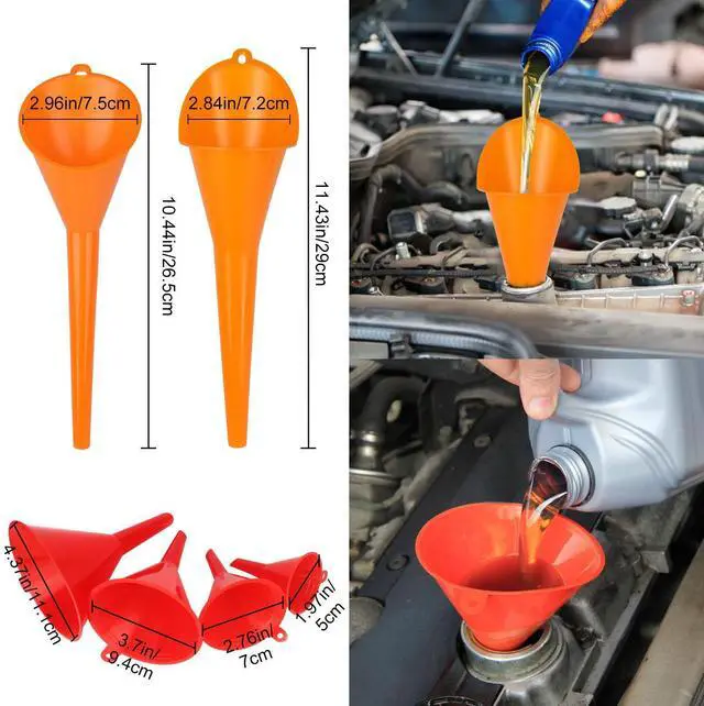 Alt view image 9 of 14 - NSI 10 Pcs Automotive Funnels Set - Plastic Long Neck Oil Funnels, Snap Funnel, Flexible Right Angle Funnels, Wide Mouth Fuel Funnels for Filling Coolant, Gasoline