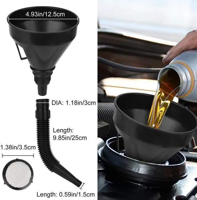 Alt view image 13 of 14 - NSI 10 Pcs Automotive Funnels Set - Plastic Long Neck Oil Funnels, Snap Funnel, Flexible Right Angle Funnels, Wide Mouth Fuel Funnels for Filling Coolant, Gasoline