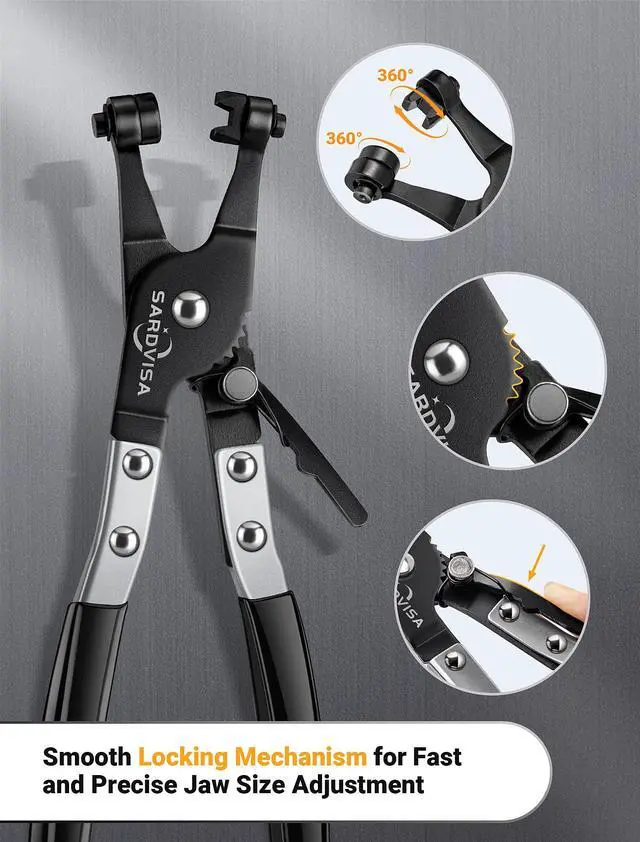 Alt view image 4 of 7 - SARDVISA Hose Clamp Pliers, Heavy Duty Hose Clamp Tool with Locking Gear Black Non-Slip Handle, Professional Automotive Repair Tool for the Removal & Installation of Ring-Type and Spring Band Clamps