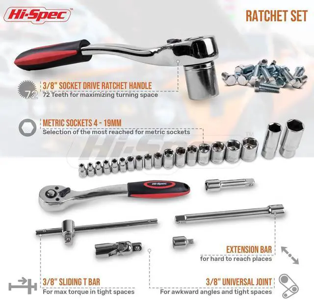 Alt view image 10 of 14 - 67Pc Metric Auto Mechanic Tool Set, Motorcycle & Car Tool Kit, Auto Repair with Pliers, Screwdriver Set, Socket Kit & Tool Box Storage Case for Cars, Trucks, Boats RVs & Jeeps