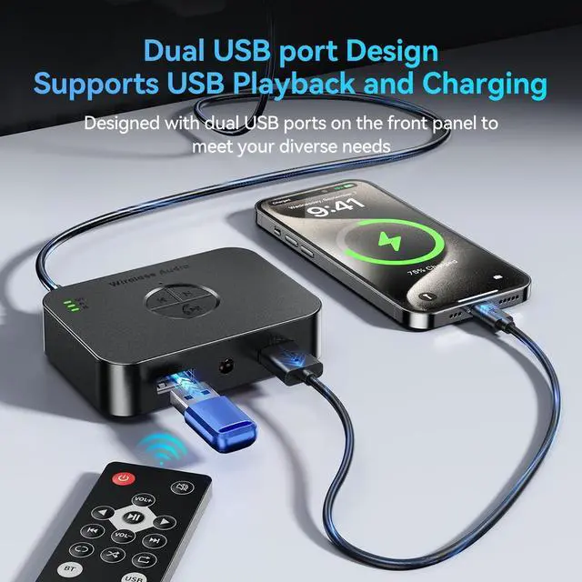 Alt view image 13 of 14 - MOREGAX M2R Bluetooth 5.4 Receiver for RCA Adapter for Stereo/Speaker/Wired Speaker/Home Audio Music Streaming Stereo System, Support AUX/RCA/USB