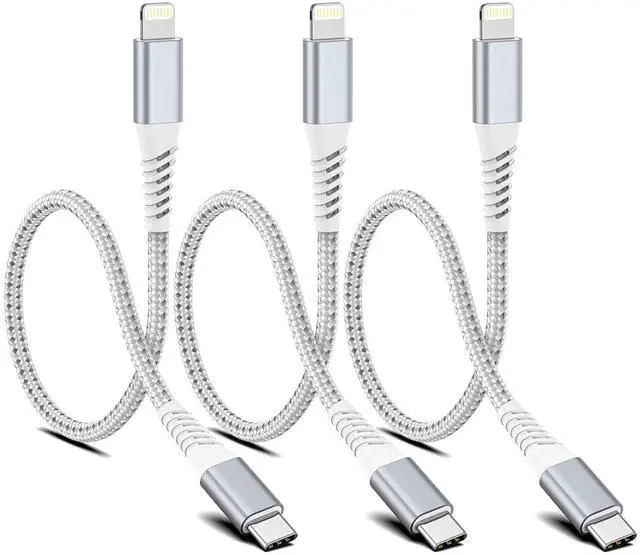 Alt view image 8 of 14 - Short USB C to Lightning Cable6 inch 3 PackBraided Type C to Lightning Cable PD Fast Charging 0.5 Foot USBC to Lightning Cable for iPhone 14 13 12 Pro Max Mini 10 8 Plus XR XS SE AirPods