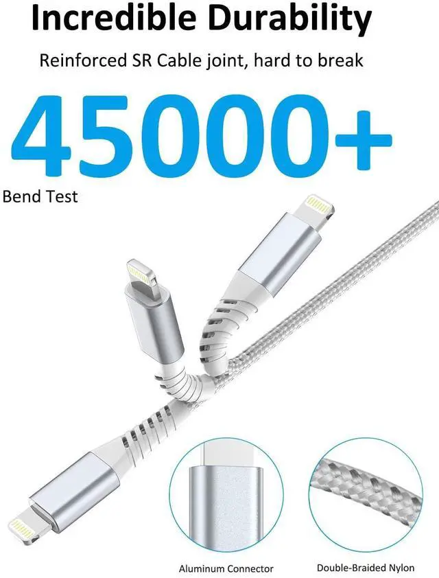 Alt view image 9 of 14 - Short USB C to Lightning Cable6 inch 3 PackBraided Type C to Lightning Cable PD Fast Charging 0.5 Foot USBC to Lightning Cable for iPhone 14 13 12 Pro Max Mini 10 8 Plus XR XS SE AirPods