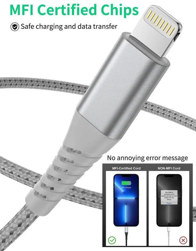 Alt view image 12 of 14 - Short USB C to Lightning Cable6 inch 3 PackBraided Type C to Lightning Cable PD Fast Charging 0.5 Foot USBC to Lightning Cable for iPhone 14 13 12 Pro Max Mini 10 8 Plus XR XS SE AirPods