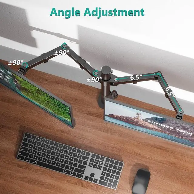 Alt view image 11 of 14 - WALI Dual Monitor Desk Mount, Monitor Stand for 2 Monitors Up to 27inch, Dual Monitor Mount Max 22lbs for Home, Office, School (M002), Black