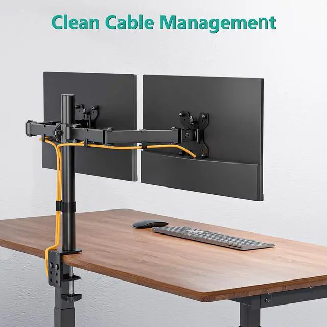 Alt view image 12 of 14 - WALI Dual Monitor Desk Mount, Monitor Stand for 2 Monitors Up to 27inch, Dual Monitor Mount Max 22lbs for Home, Office, School (M002), Black