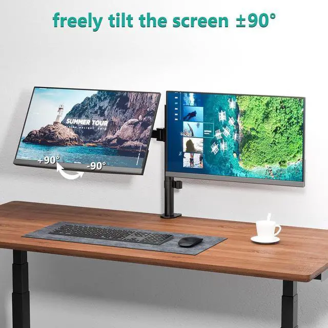 Alt view image 10 of 14 - WALI Dual Monitor Desk Mount, Monitor Stand for 2 Monitors Up to 27inch, Dual Monitor Mount Max 22lbs for Home, Office, School (M002), Black