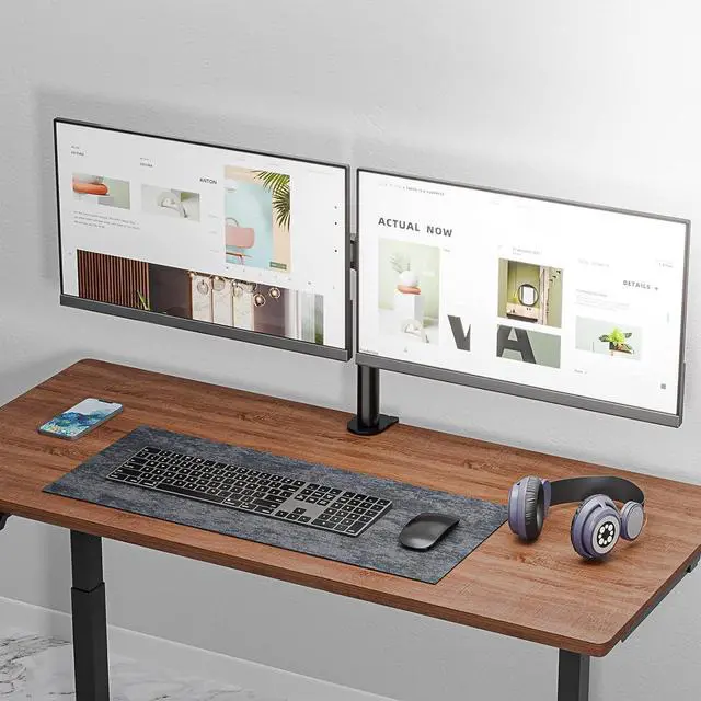 Alt view image 14 of 14 - WALI Dual Monitor Desk Mount, Monitor Stand for 2 Monitors Up to 27inch, Dual Monitor Mount Max 22lbs for Home, Office, School (M002), Black