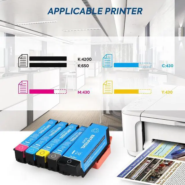 Alt view image 11 of 14 - 410XL Ink Cartridge Replacement for Epson 410XL 410 XL T410XL Ink Cartridge for Epson Expression XP-7100 XP-830 XP-640 XP-530 XP-630 XP-635 Printer 5 Pack