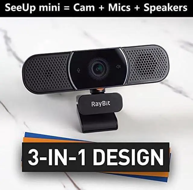 Alt view image 7 of 10 - 3 in 1 Webcam - 2K HD USB C Webcam with Microphone and Speaker, Stereo Sound & Noise-Cancelling Mics, Privacy Cover, Light Correction, Autofocus Conference Web Camera for Computer/Laptop/PC/Monitor