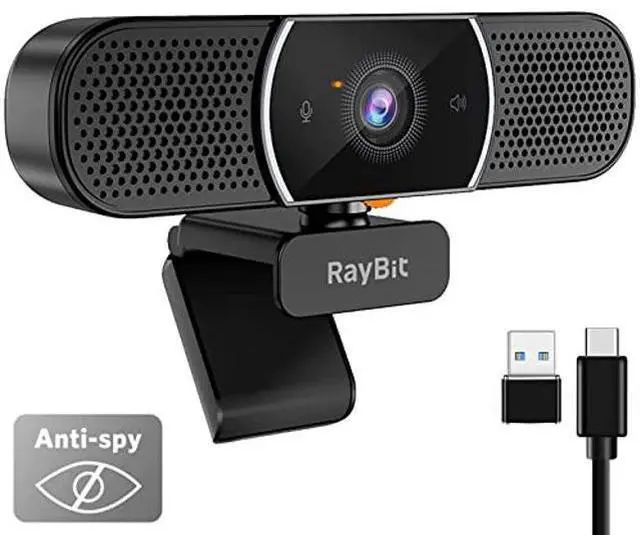Alt view image 6 of 10 - 3 in 1 Webcam - 2K HD USB C Webcam with Microphone and Speaker, Stereo Sound & Noise-Cancelling Mics, Privacy Cover, Light Correction, Autofocus Conference Web Camera for Computer/Laptop/PC/Monitor