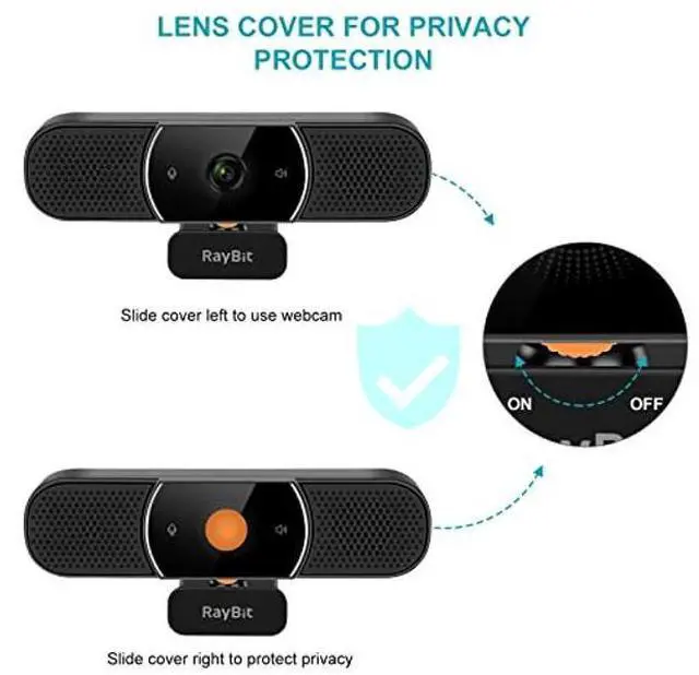 Alt view image 10 of 10 - 3 in 1 Webcam - 2K HD USB C Webcam with Microphone and Speaker, Stereo Sound & Noise-Cancelling Mics, Privacy Cover, Light Correction, Autofocus Conference Web Camera for Computer/Laptop/PC/Monitor