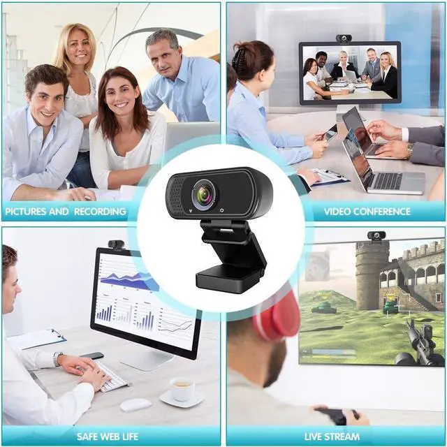 Alt view image 12 of 14 - 1080P Webcam,Live Streaming Web Camera with Stereo Microphone, Desktop or Laptop USB Webcam with 110 Degree View Angle, HD N5 Webcam for Video Calling, Recording, Conferencing, Streaming, Gaming