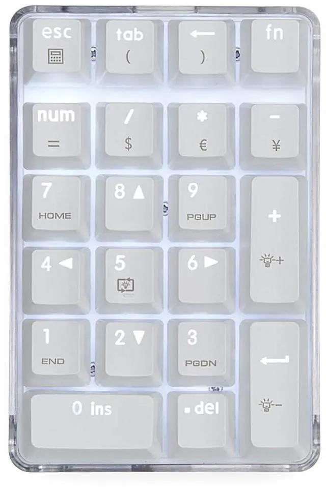 Alt view image 6 of 10 - Qisan Mechanical Numeric Keypad GATERON Blue Switch Wired Crystal Case White Backlit Gaming Keypad 21 Keys Mini Numpad Portable Mechanical Numpad Extended | Laptop Accessories | keypad for Computer