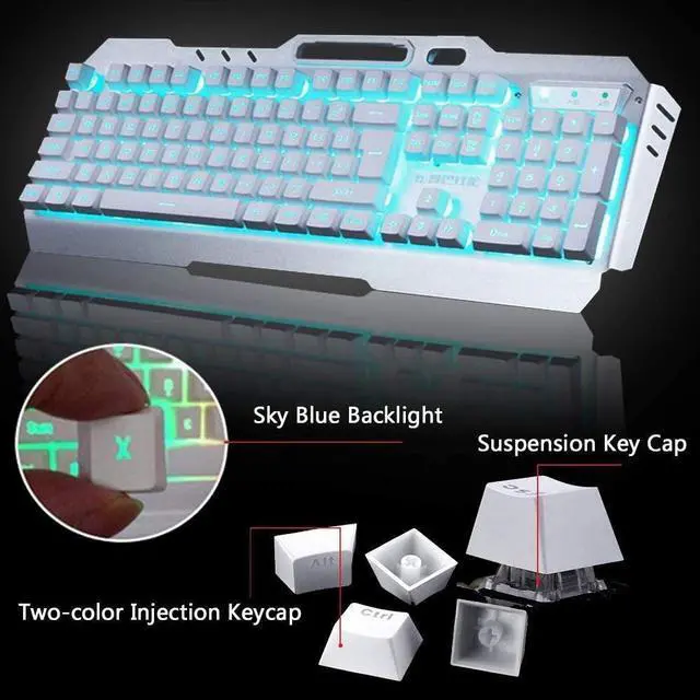 Alt view image 11 of 15 - Wireless Gaming Keyboard and Mouse,Rainbow Backlit Rechargeable Keyboard Mouse with 3800mAh Battery Metal Panel,Removable Hand Rest Mechanical Feel Keyboard and 7 Color Gaming Mute Mouse for PC Gamers