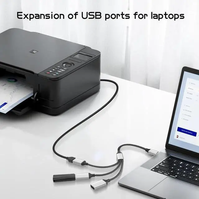 Alt view image 8 of 12 - 20CM USB-C OTG Y Splitter Cable, USB 3.0 Type C Male to 3-Port USB A Female Multiport Hub for Car, Laptop & PC